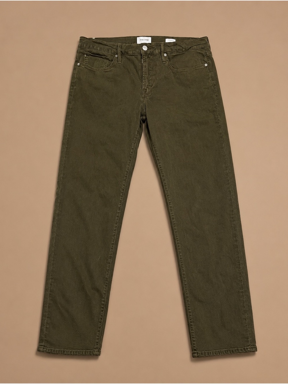 Frame Denim Men's Straight Olive Green Jeans